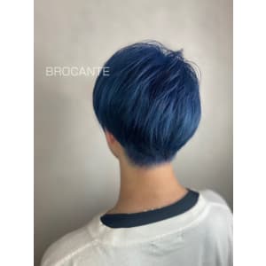 メンズカット 青髪 wカラー blue ケアブリーチ 韓国
