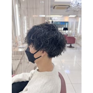 メンズツイストスパイラル刈り上げツーブロマッシュショート