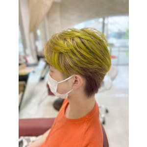 20代30代メンズハイトーンカラーネオンイエロー
