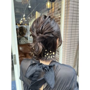 ハーフアップ＋金箔