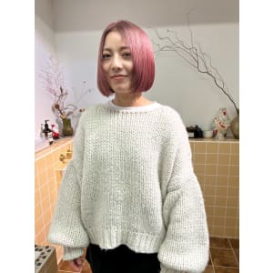 パツっとラインボブ_ピンクベージュこなれミディ10代20代