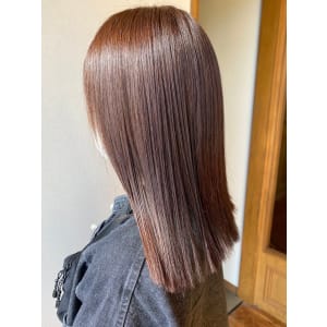 縮毛矯正ストレート　髪質改善　ツヤ髪　ダークブラウン　大濠