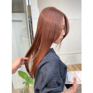 韓国大人レイヤーロング艶髪ピンクアッシュシンプルストレート