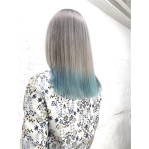 20代30代アイスブルー裾カラーダブルカラー透明感【上野】