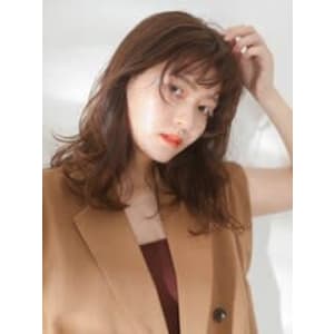 大人可愛いゆるくしゃミディ マロンベージュ