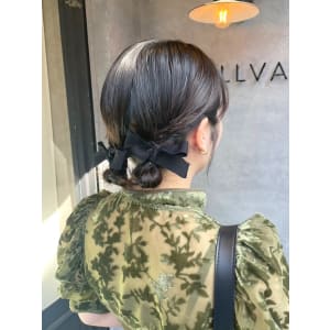 ヘアアレンジ編み込みお団子まとめ髪結婚式ヘアパーティヘア立川