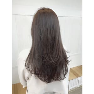 丸型卵形レイヤーカットエアリーロング美髪ピンクブラウン渋谷