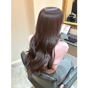 レイヤーカットセミディシアーカラー姫カットダークアッシュ