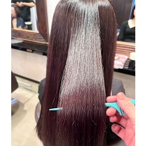 ピンクパープル艶髪ストレートロング★髪質改善30代40代〜