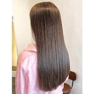 オリーブベージュ　切りっぱなし　ロング