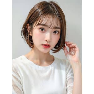 シースルーバング×艶ナチュラルベージュ