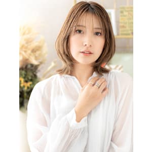 シースルーバング外ハネ韓国風ハッシュカット　ことりベージュ