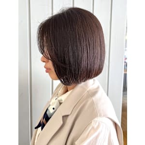 レイヤーボブ　フェイスレイヤー　ミニボブ　ナチュラルブラウン