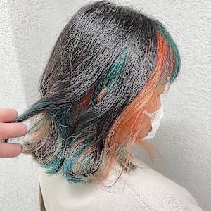 インナーカラーオレンジカラーツートーン成増地下鉄成増大山