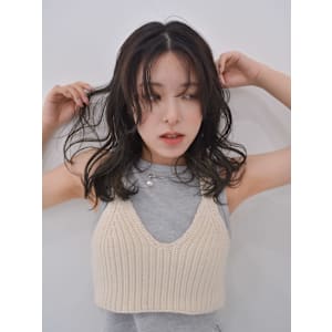 【tetote三宮】アッシュブラック/エアリーカール