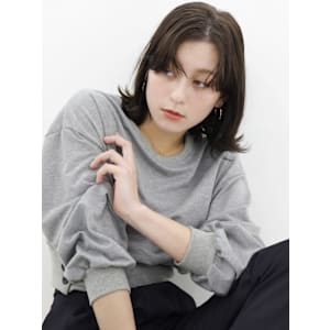 センターパート/アッシュブラック/セミディ