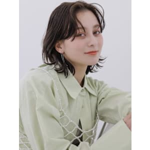 前髪パーマ/アッシュブラック/くびれセミディ