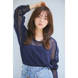 大人かわいい20代30代40代ミディアムレイヤー小顔前髪カッ