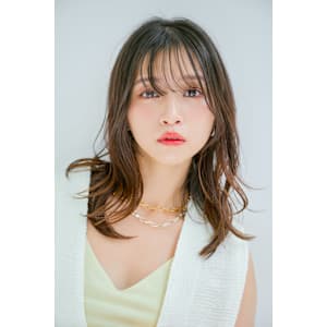 シースルーバングレイヤーベージュ