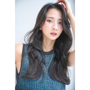 艶髪ウェーブブルーブラックロング