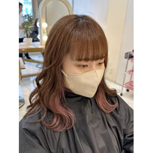 [aina]イヤリングカラー/ブラウン×ピンク