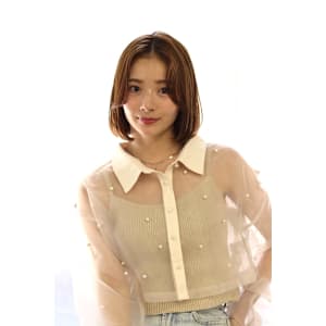 20代/30代/ボブ×前髪なし×シアーカラー×ワンカール