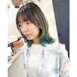 ブリーチ裾カラーダブルカラーバイカラー顔まわりレイヤーカット