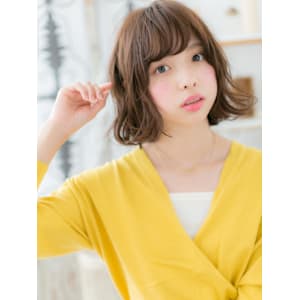 斜めバングランダムパーマバレイヤージュボブ　ボブパーマ