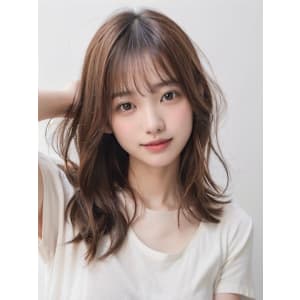 外ハネミディアムインナーカラー小顔ウルフカット20代30代4