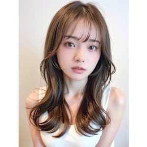 大人可愛い☆小顔オレンジベージュくびれセミディ