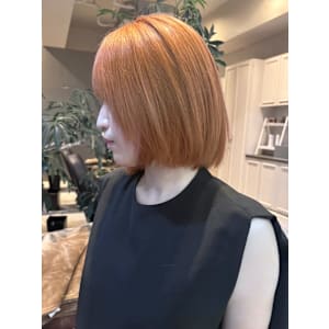 オレンジベージュ　ボブレイヤー　ハイトーン　ダブルカラー