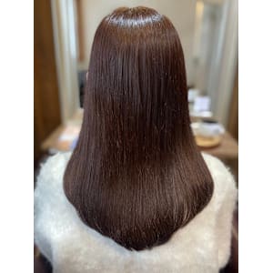 ラベンダーベージュ　艶髪ロング　オーガニックカラー