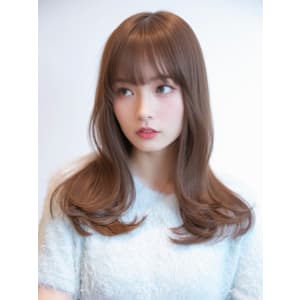 シースルーバングくびれ丸みヘア大人可愛い大人美人前髪艶感