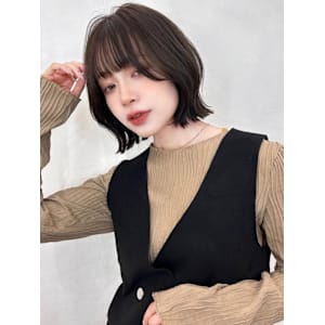 大人美人外ハネボブショコラアッシュ前髪小顔カットモテ髪
