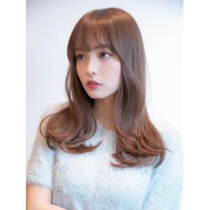 大人可愛い/韓国風/ロングレイヤー/ツヤ感/美髪/顔まわり