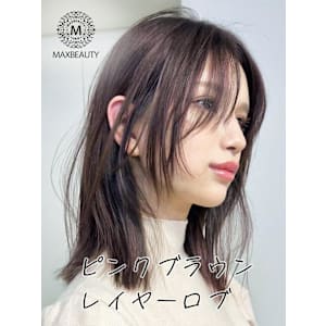 ピンクブラウンレイヤーロブ☆銀座/東京駅