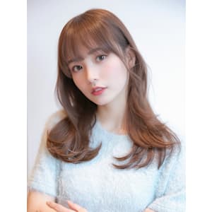 透け感　ミルキーベージュ　くすみカラー　透明感カラー　ロング