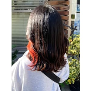 インナーカラー　ポイントカラー　ビビットオレンジ