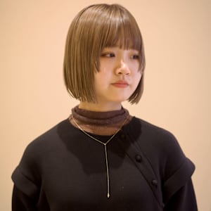 【赤津美奈】切りっぱなしボブ　姫カット　ミルクティーベージュ