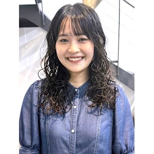 エアリーウェーブ　　ダメージレスパーマ　セミロング