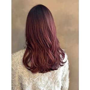 カシスピンクカラー　ロングヘア　艶カラー　20代30代