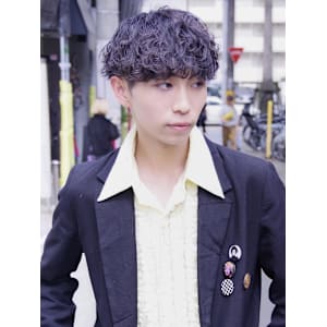 波巻スパイラルパーマショートレイヤーマッシュツーブロック