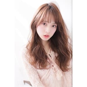 ピンクブラウン×ゆるふわロング