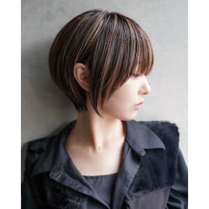 大人ショートボブ丸みショートカットマッシュショート前髪あり