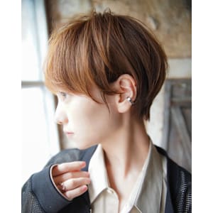 大人ショートボブ丸みショートカットマッシュショート前髪あり