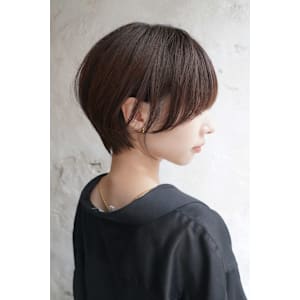 大人ショートボブ丸みショートカットマッシュショート前髪あり