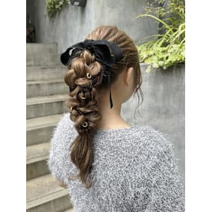 編みおろしポニーテール　ヘアセット