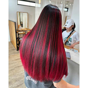 レッドブリーチダブルカラーバイカラー髪質改善トリートメント