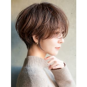 大人ショートボブ丸みショートカットマッシュショート前髪あり