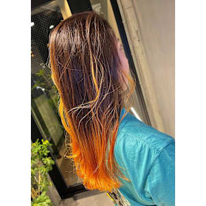 コントラストバレイヤージュ/オレンジ/アプリコット